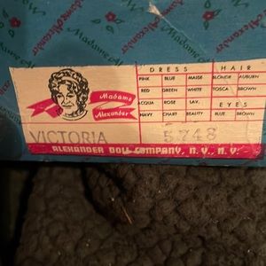 Madame Alexander #5748 Victoria Baby Doll Vintage